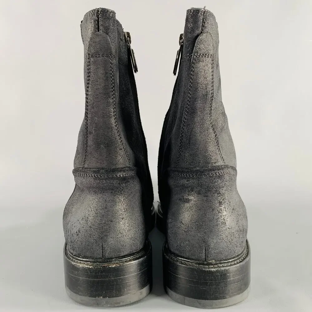 PAUL ANDREW Size 10 Black Nubuck Leather Side Zipper Boots